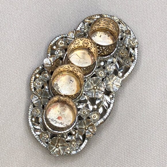 Vintage SAM FINK Ormolu Filigree Lipstick Holder Tray Hollywood Regency Vanity - Picture 4 of 14